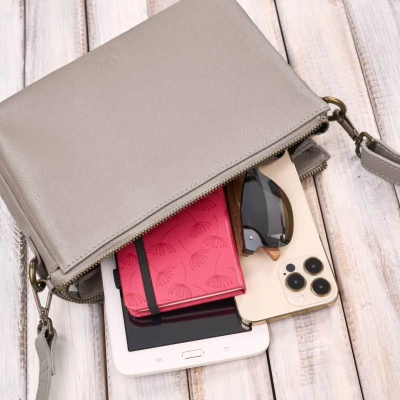 Torebka damska na ramię skórzana kremowa kompaktowa listonoszka Paolo Peruzzi IM-04-CR