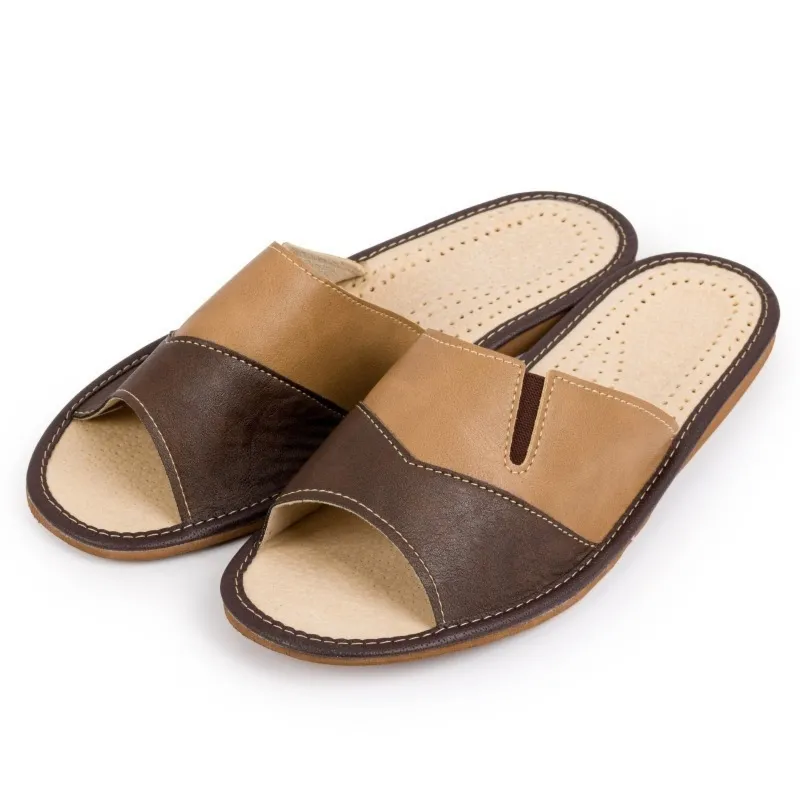 Kapcie męskie R.45 komfort i trwałość pantofle domowe z przewiewną wkładką KM-11-BR-45