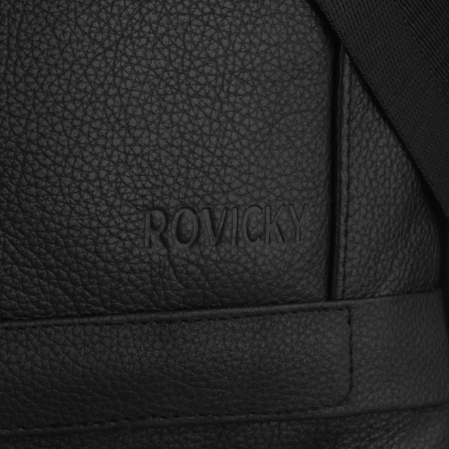 Listonoszka męska ze skóry naturalnej w czarnym kolorze, jednokomorowa - Rovicky
