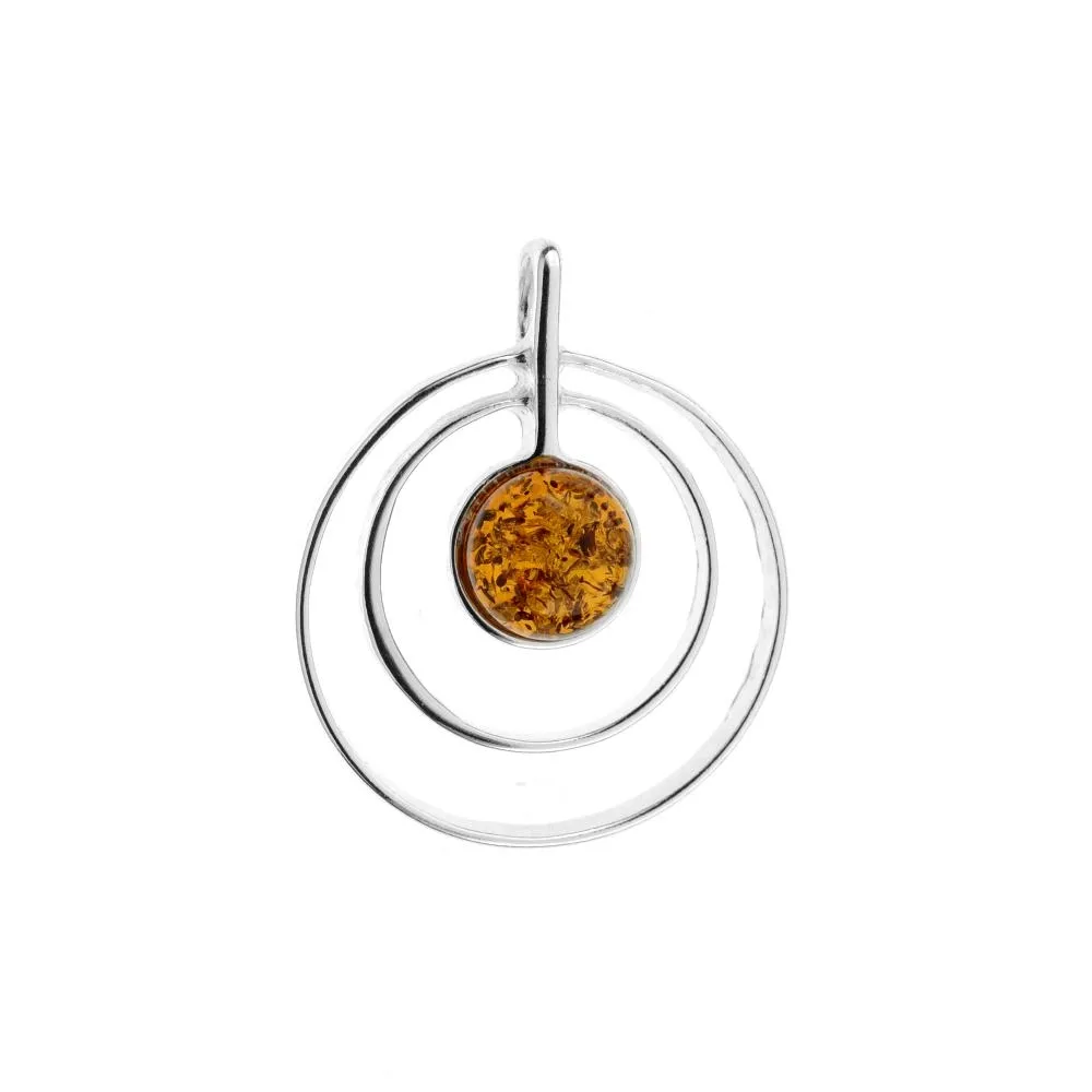 wisiorek nowoczesny srebro ﻿i bursztyn