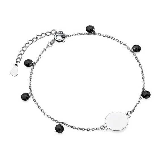 Srebrna bransoletka kółko i czarne cyrkonie / spinele Sentiell