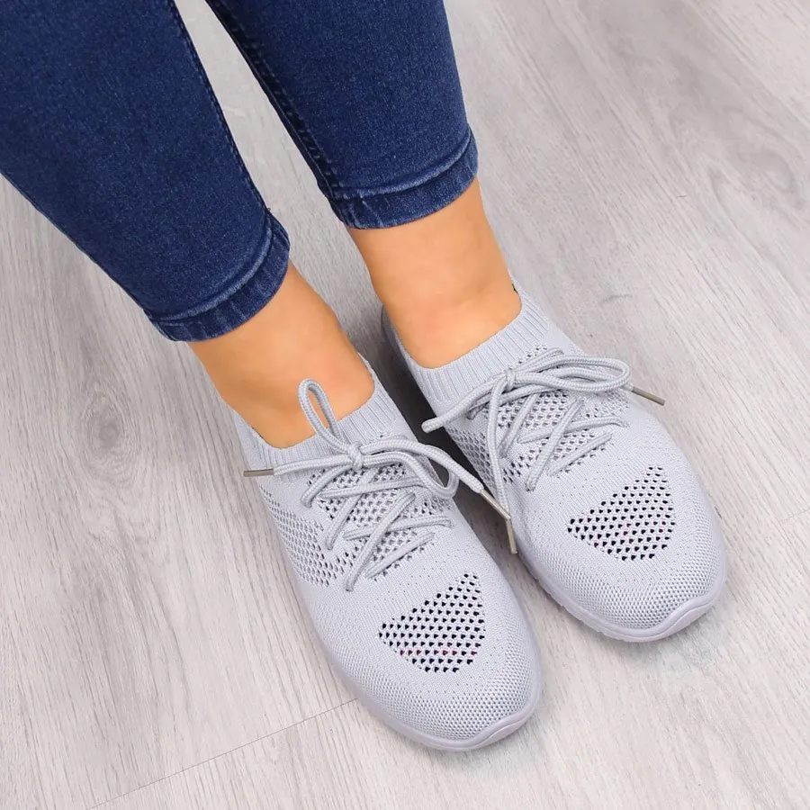 Buty sportowe damskie wsuwane ażurowe szare News 1020