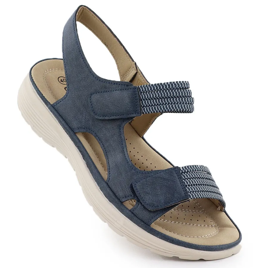 Sandały damskie na platformie komfortowe granatowe eVento 8874