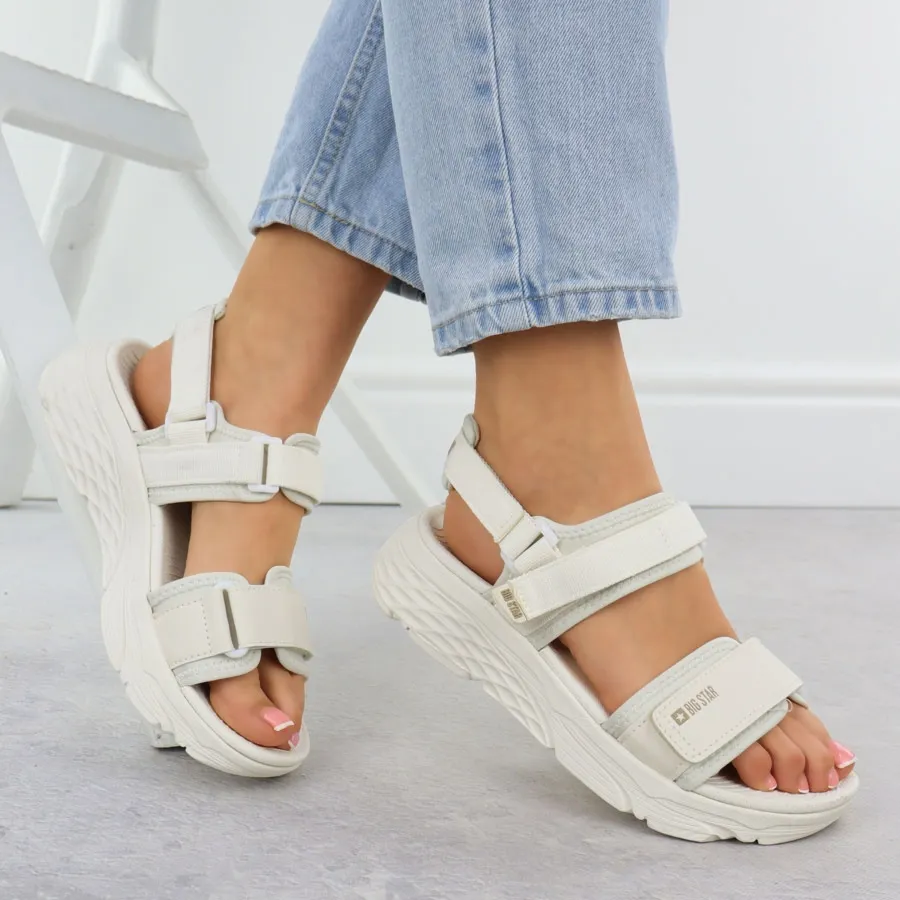 Sandały sportowe damskie na rzep kremowe Big Star RR274A076