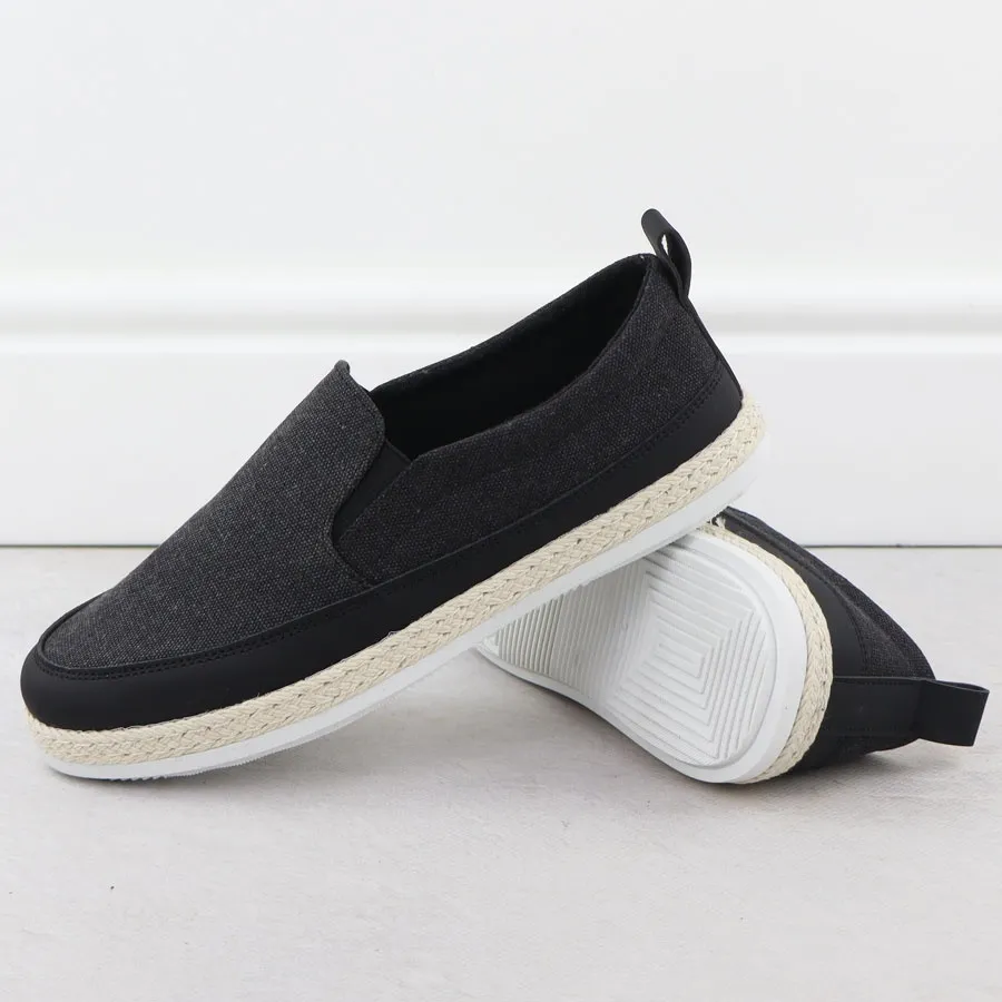 Półbuty męskie espadryle wsuwane czarne Nowacki 0017-T