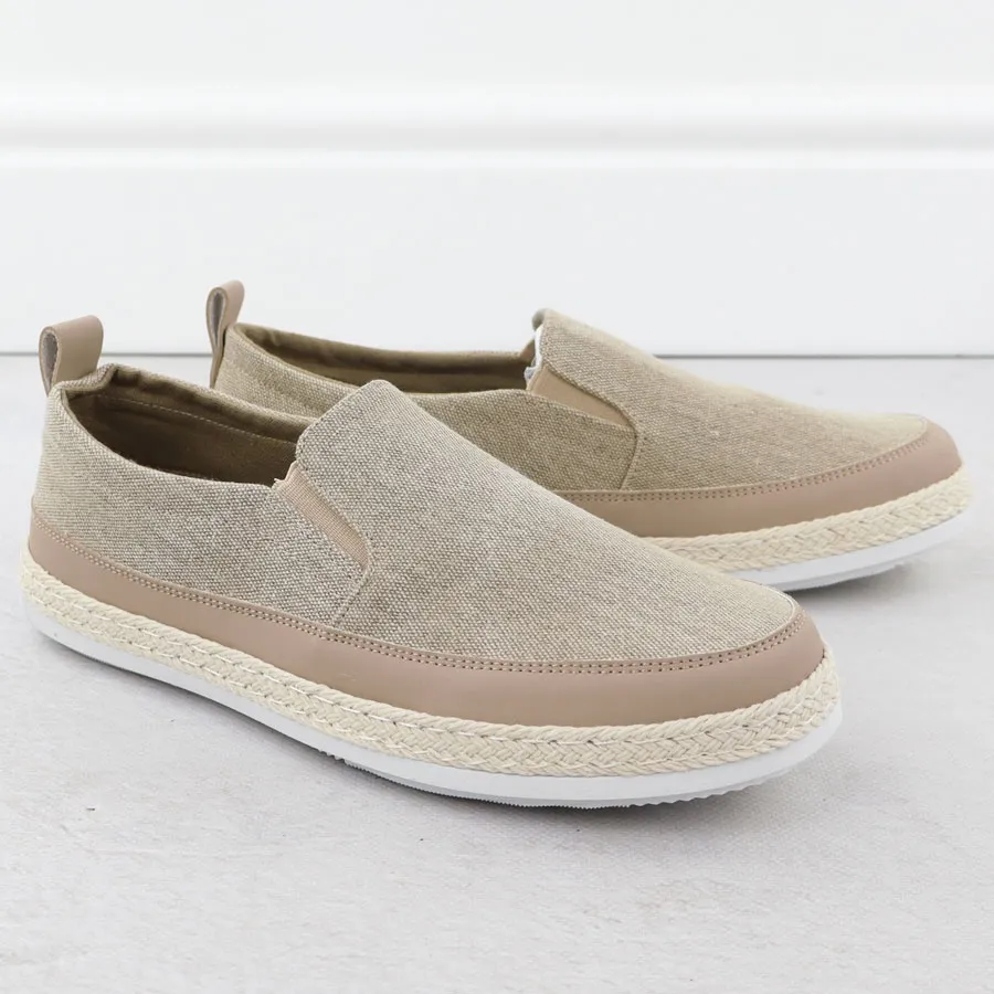 Półbuty męskie espadryle wsuwane khaki Nowacki 0017-T