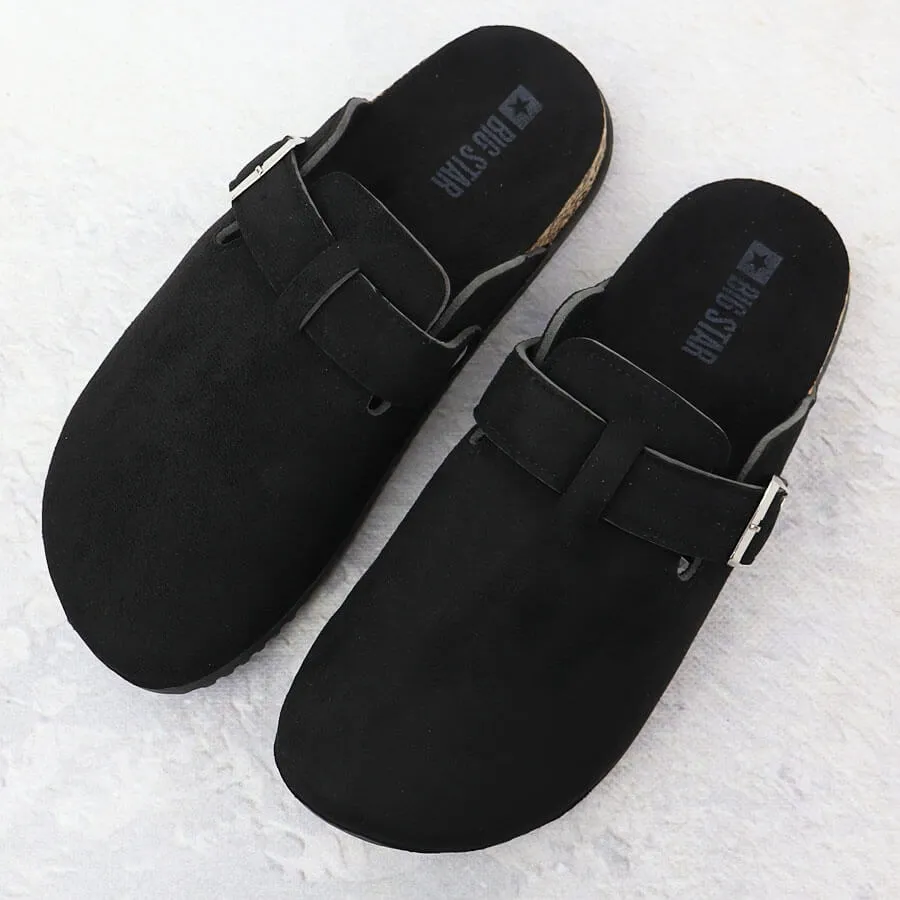 Klapki damskie zabudowane zamszowe czarne Big Star SS274736