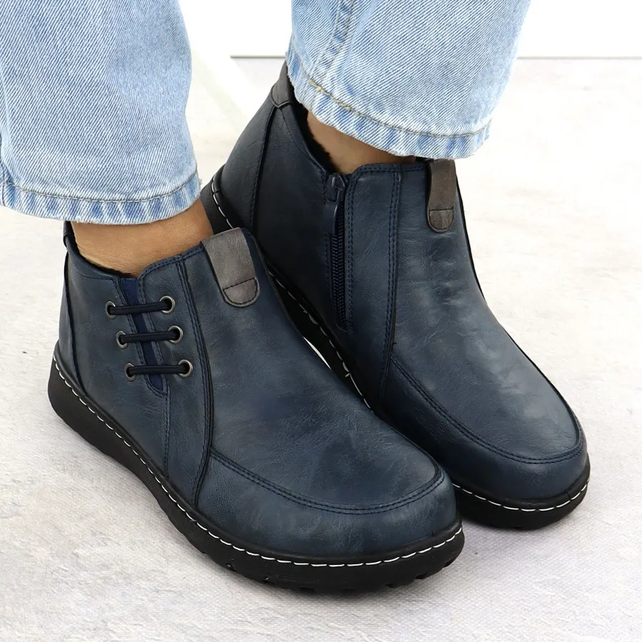 Botki damskie komfortowe granatowe Potocki 25-90349