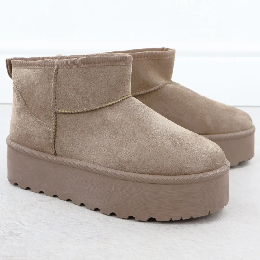 Botki damskie śniegowce zamszowe beżowe Potocki 16322