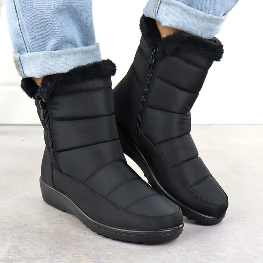 Śniegowce damskie z futerkiem czarne Unisoft 8000