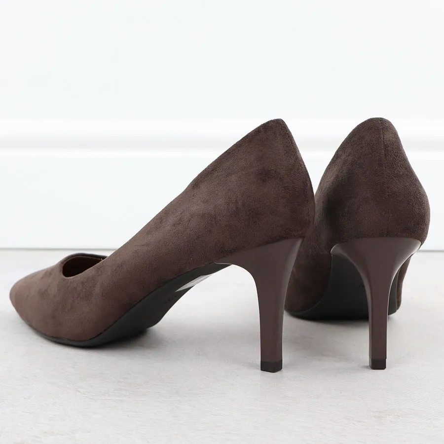 Szpilki czółenka damskie zamszowe czekoladowe Sergio Leone 1336