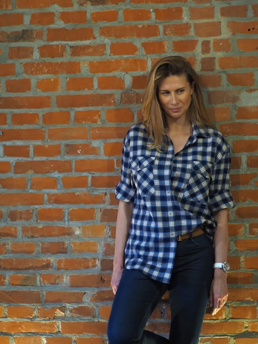 Koszula damska  flanelowa oversize  krótka AVA GRANAT XL