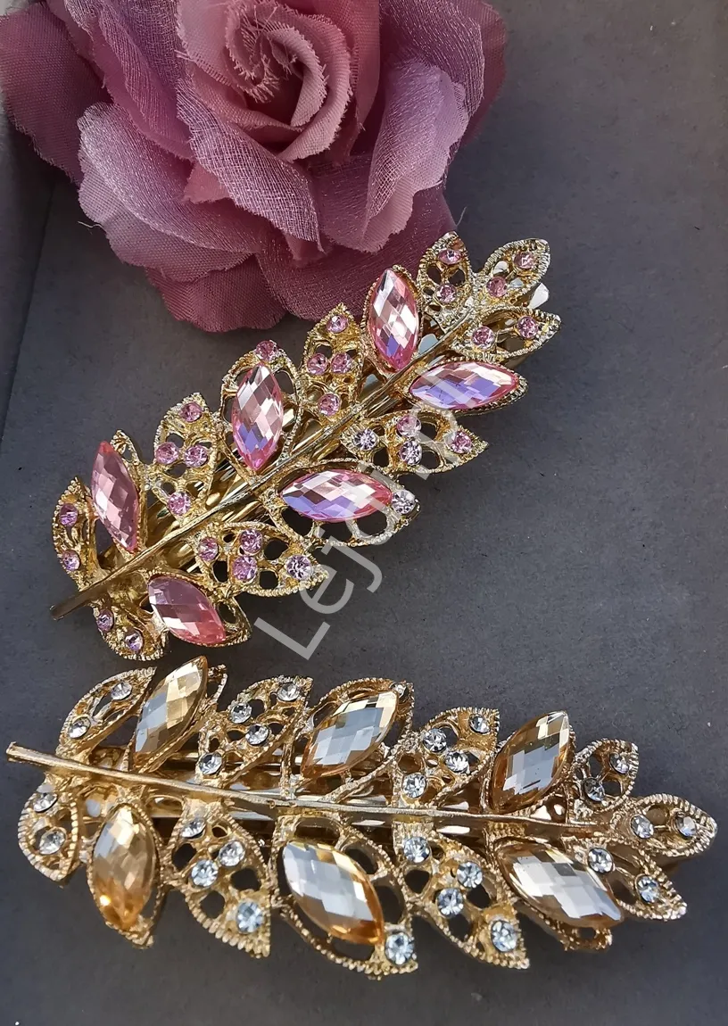 Wieczorowa spinka do włosów z kryształkami w kolorze szampana