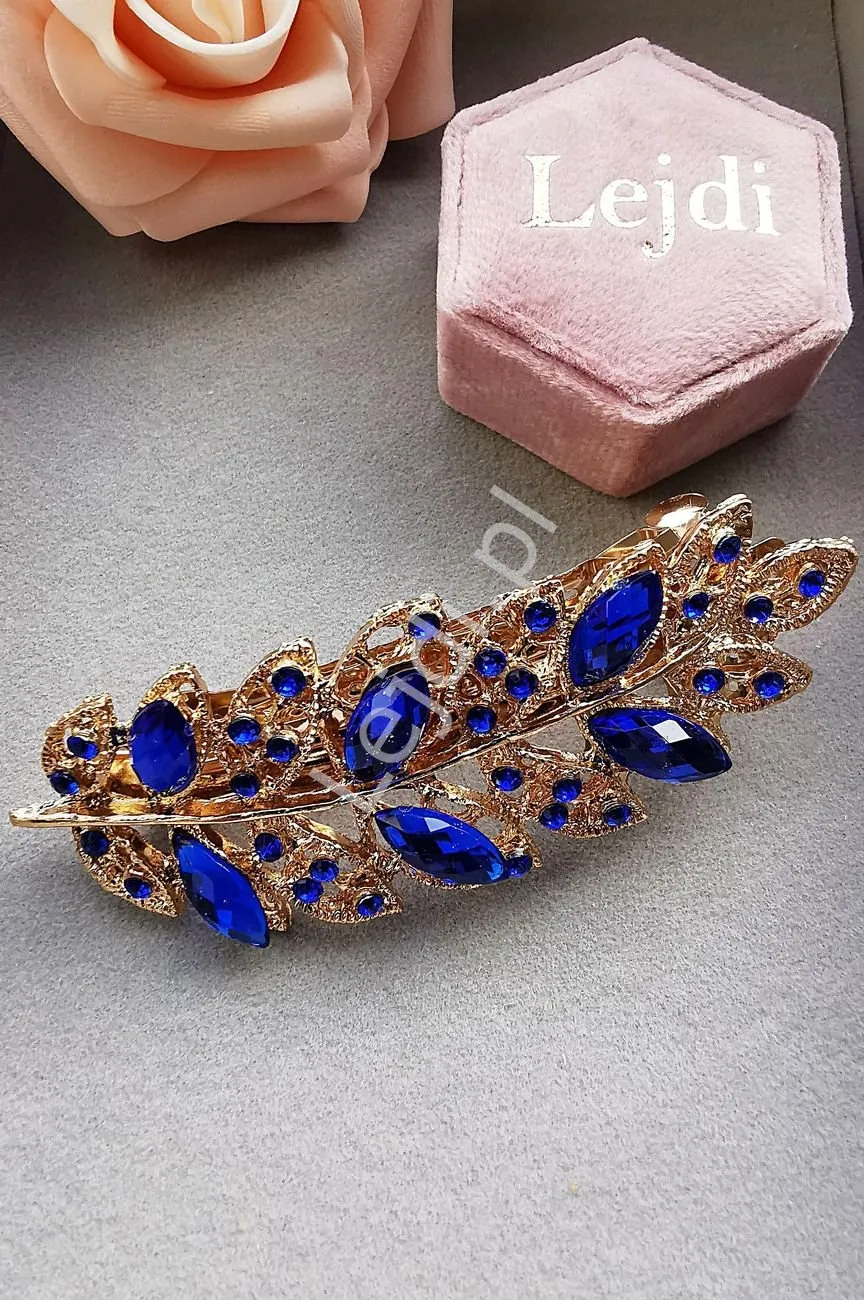 Spinka z chabrowymi kryształkami, ozdobna spinka do włosów