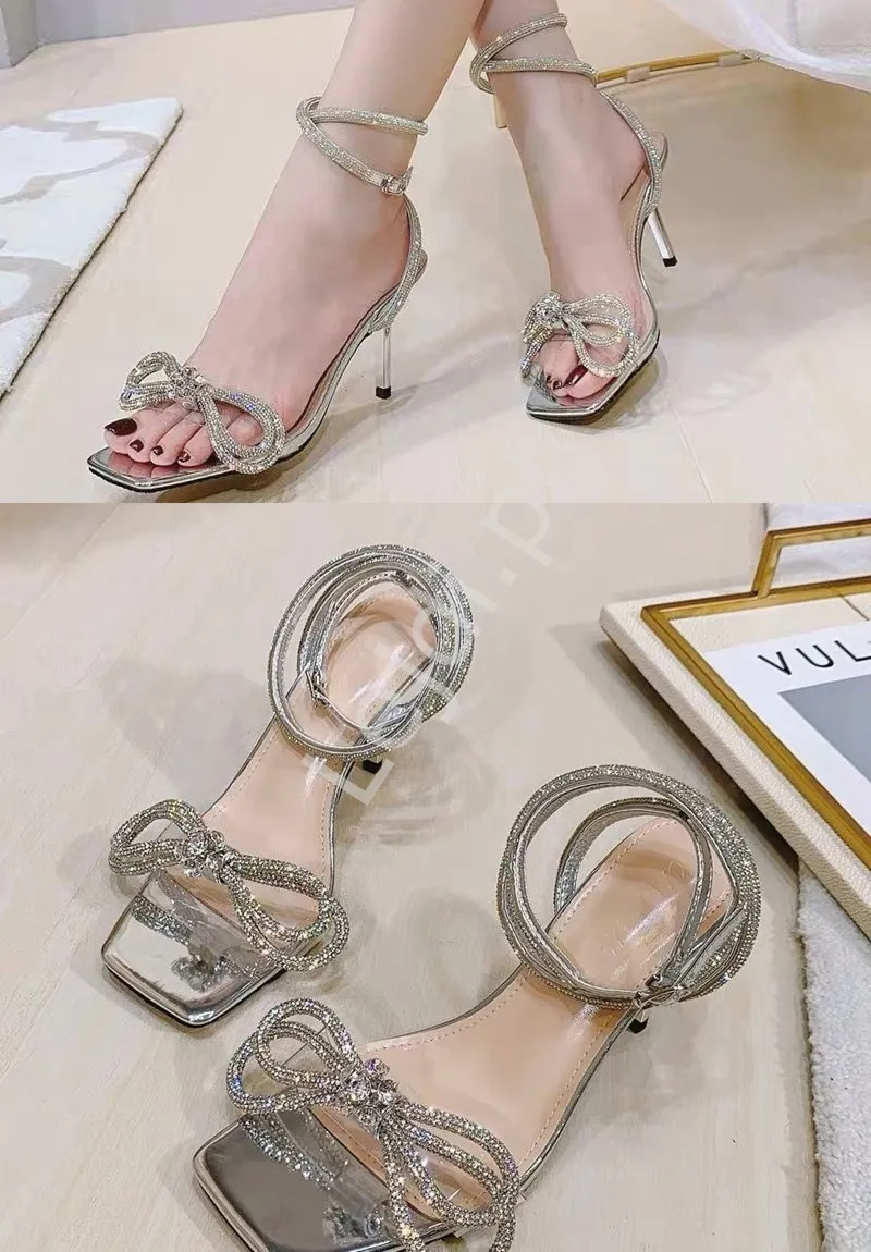 Szpilki z kokardą kryształkową 4741