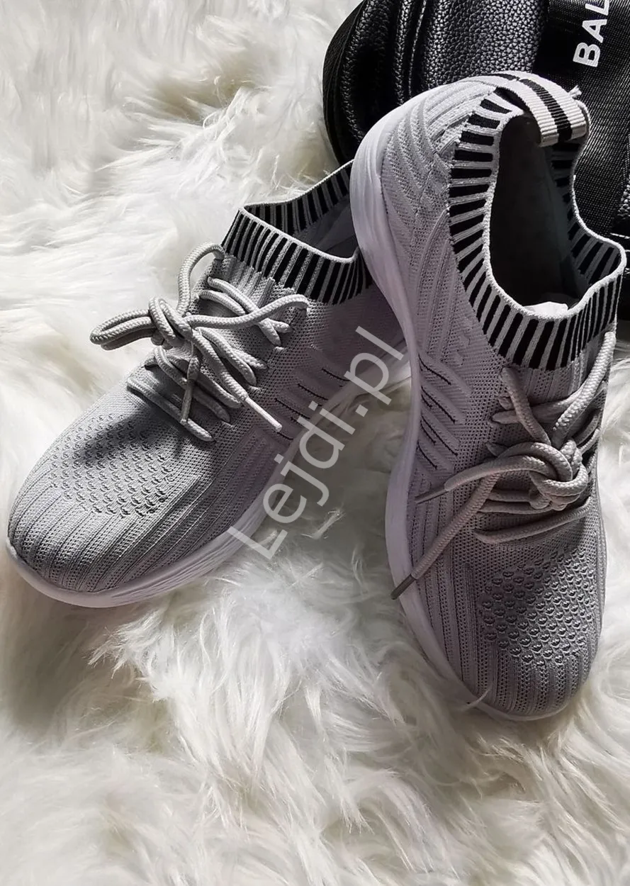 Leciutkie szare adidasy wsuwane do areobiku, jogi, zumby 8162