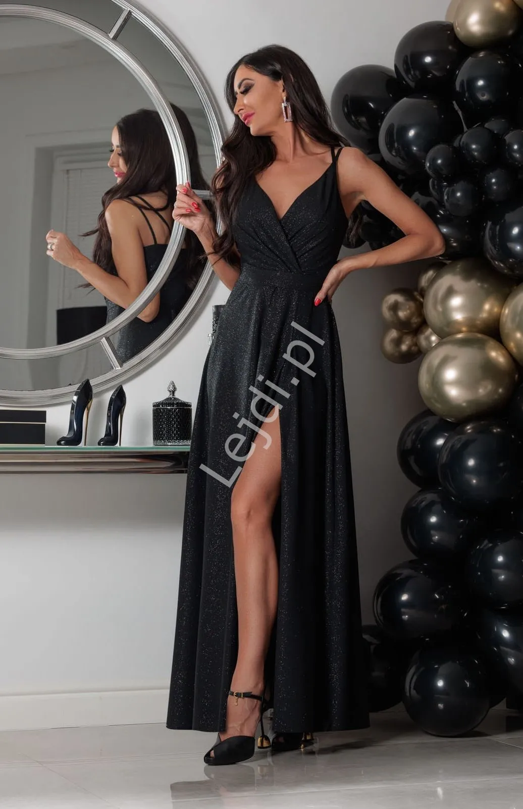 Czarna brokatowa sukienka Paris