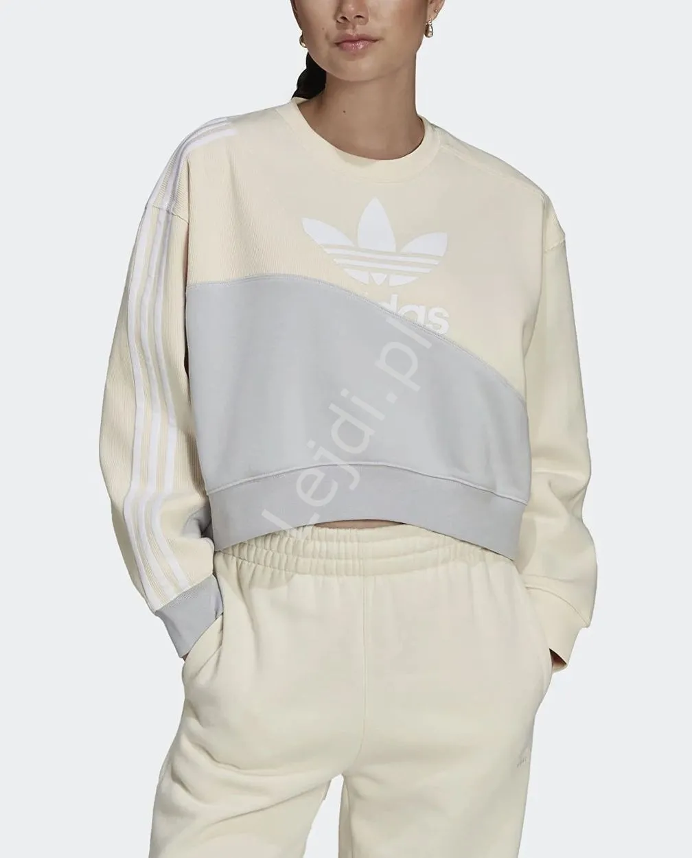 Bluza Adidas adicolor Split Trefoil beżowa