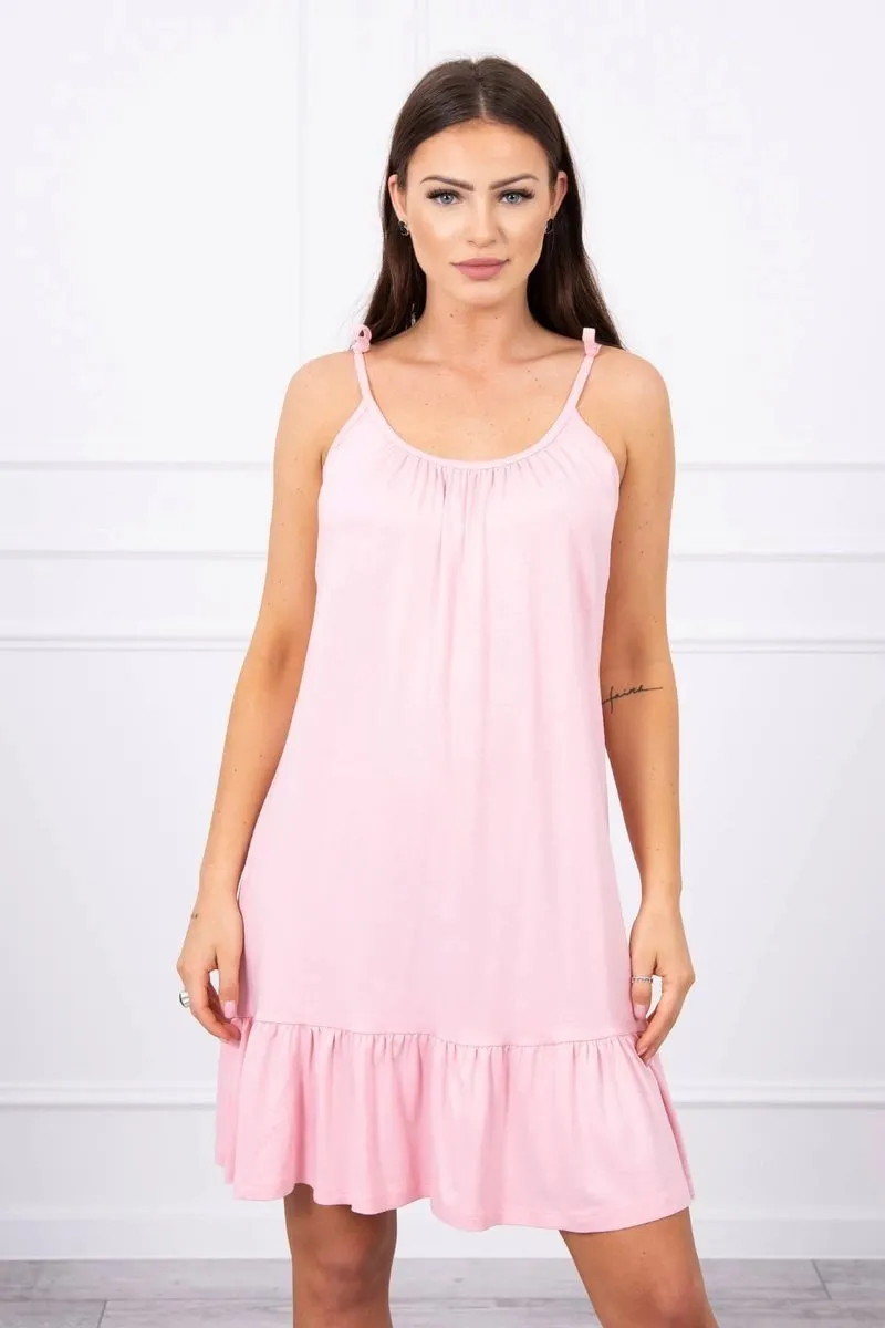 Sukienka na cienkich ramiączkach pudrowy róż