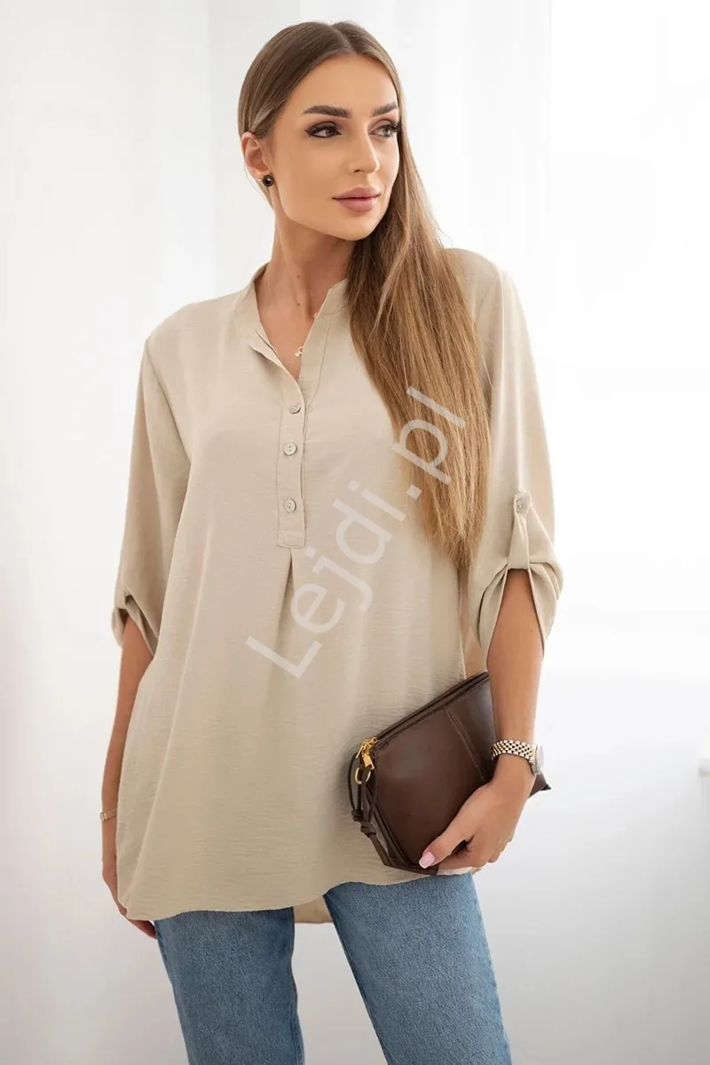 Bluzka z dłuższym tyłem ciemny beż