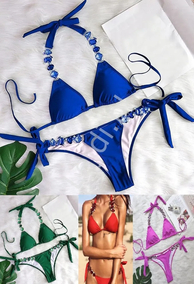 Bikini damskie z krysztalami, 5 kolorów