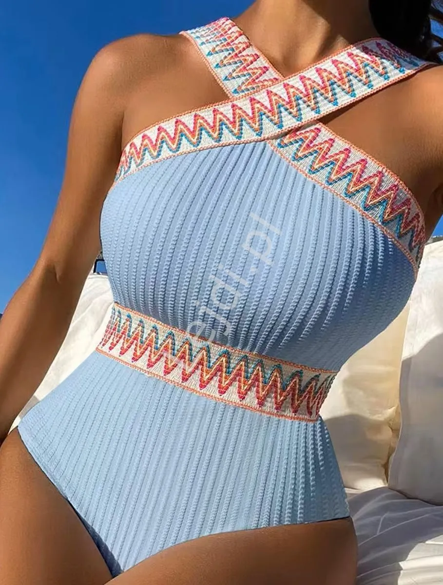 Jednoczęściowy prążkowany kostium damski , 4 kolory