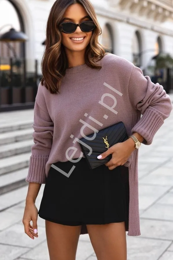 Ciepły jesienno zimowy  sweter damski z dłuższym tyłem, Polski Producent  Ismena 3 kolory