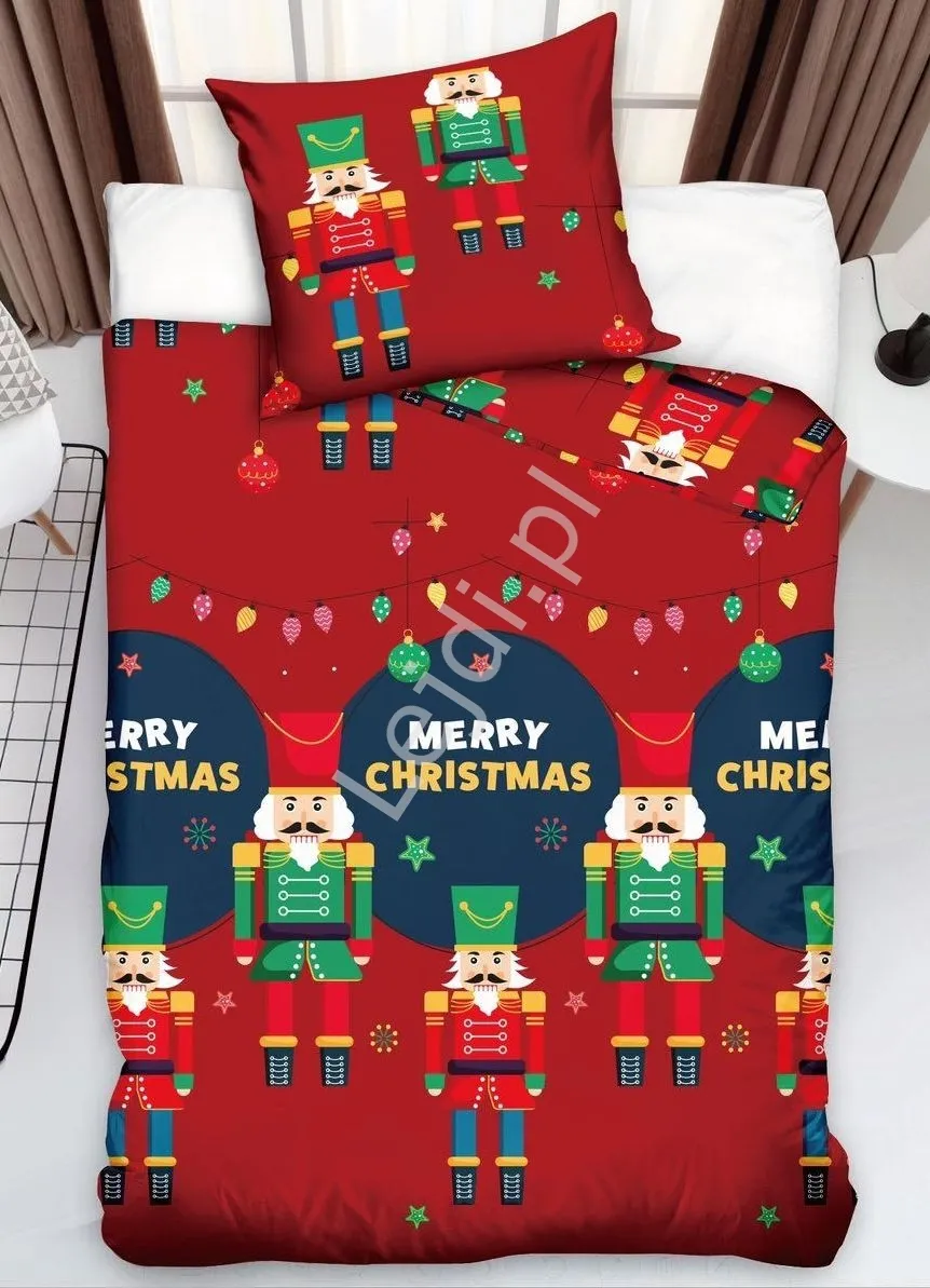 Pościel świąteczna dziadek do orzechów 140x200 + prześcieradło i 2 poszewki na poduszkę 70x80