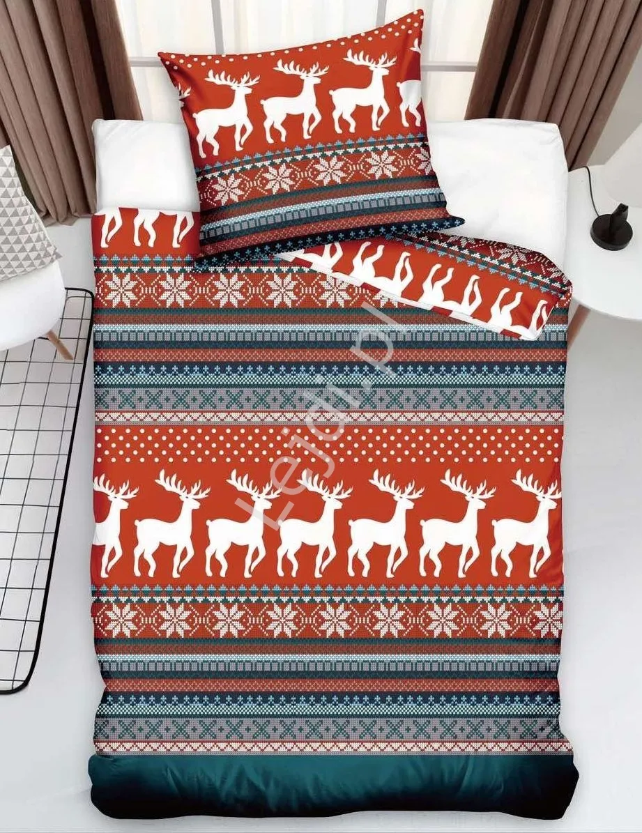 Pościel świąteczna w stylu skandynawskich 140x200, poszewska na kołdrę, poszewka na poduszkę 70x80