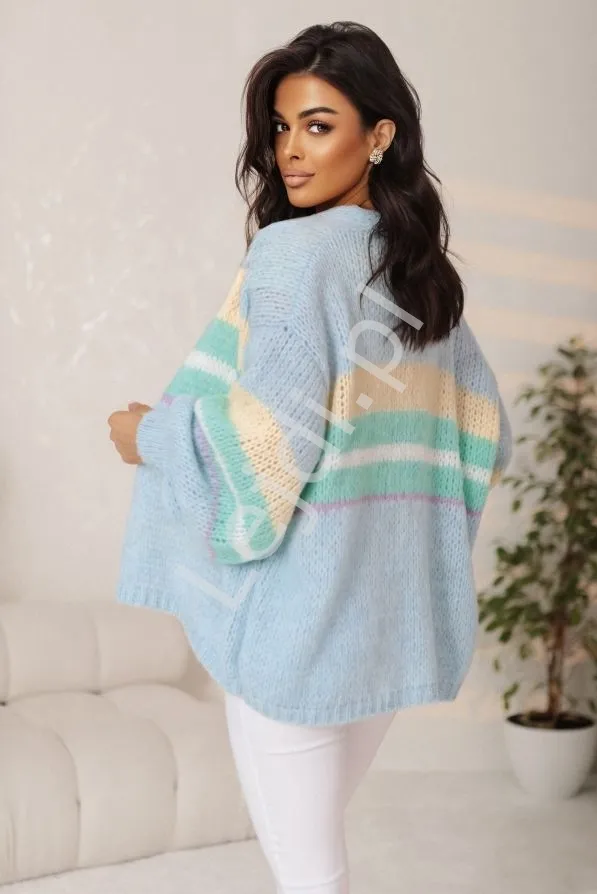 Kardigan damski w paski błękitny Emma