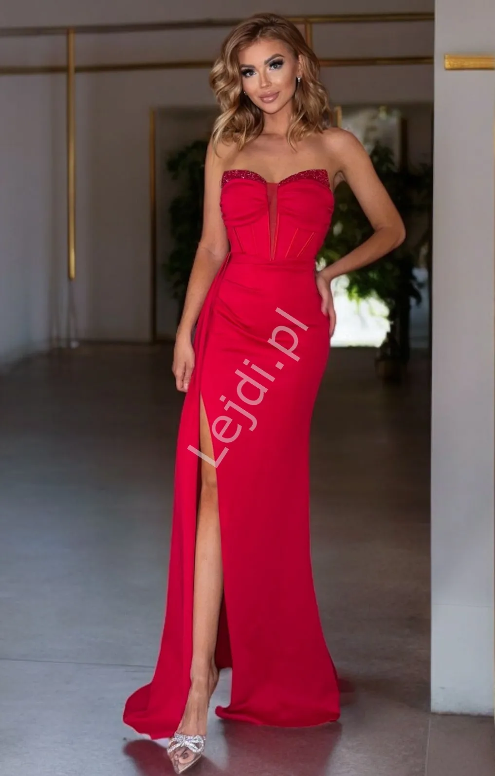 Czerwona sukienka na studniówkę, sylwestra, połowinki Portofino suknia wieczorowa Lejdi.pl