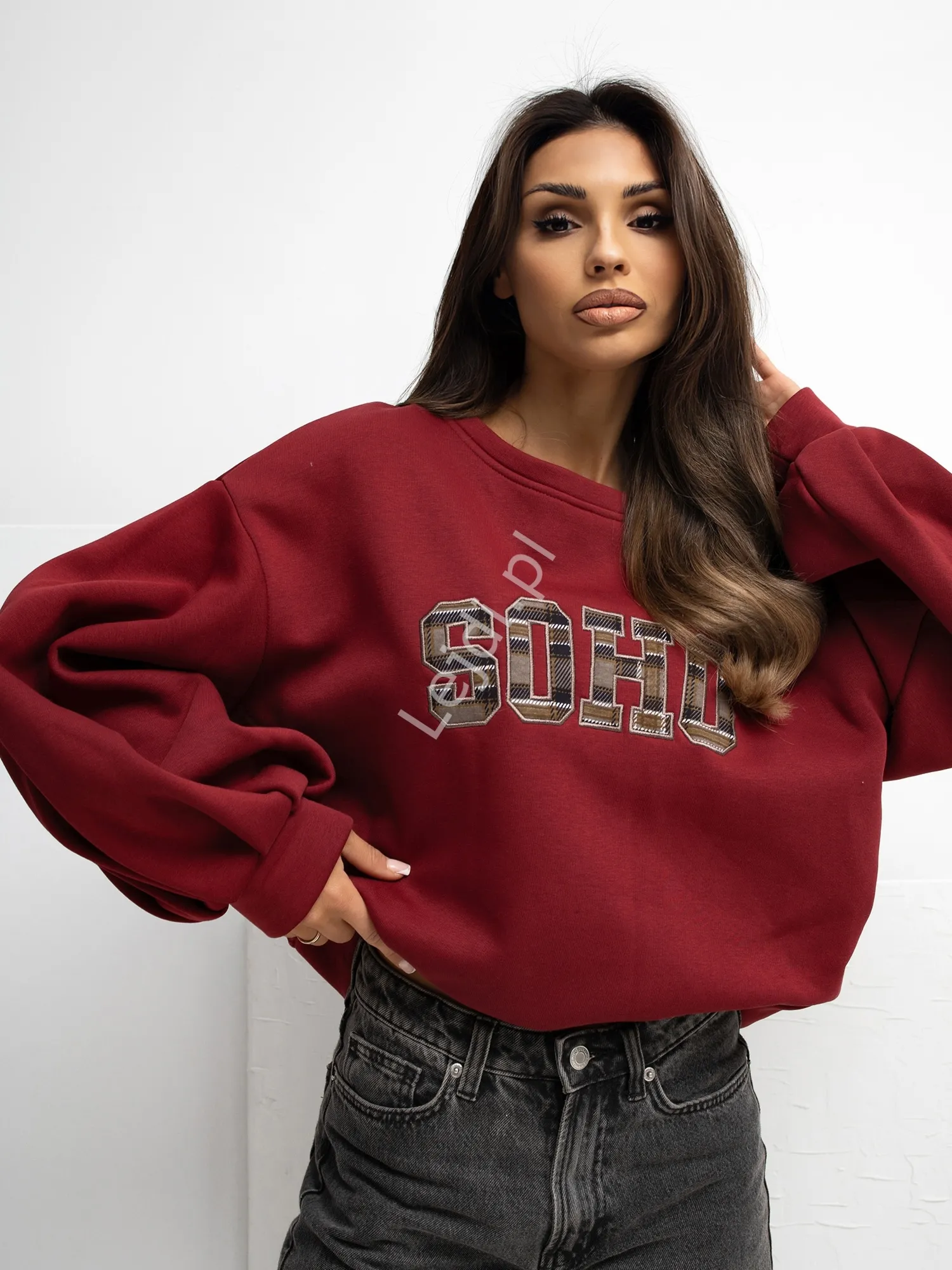Bordowa bawełniana bluza damska SOHO A1040.03