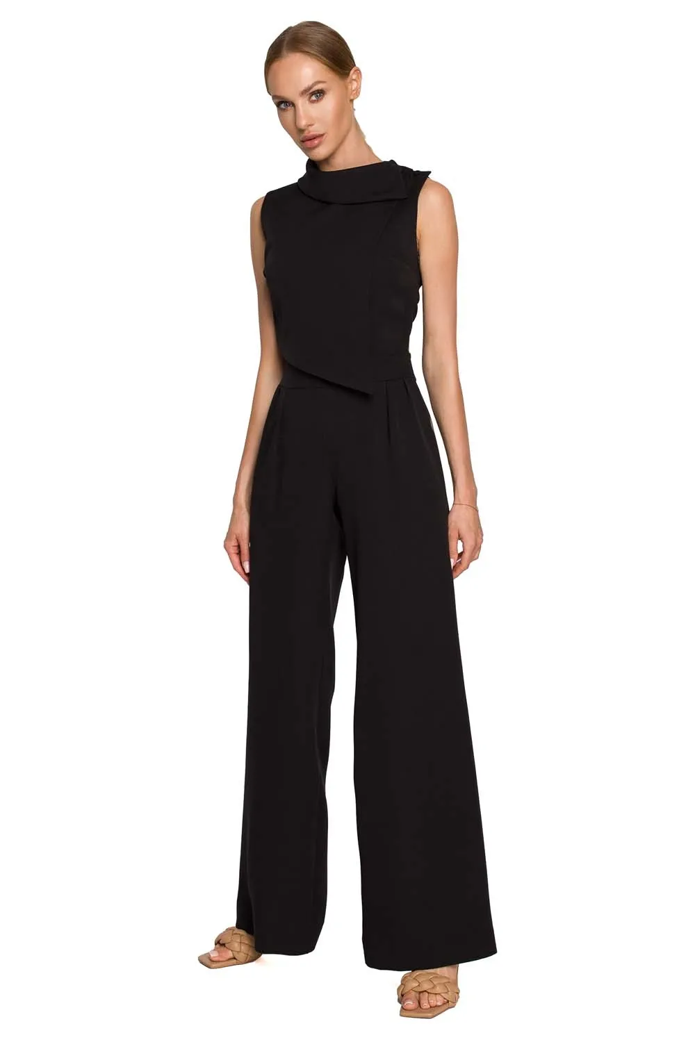 Stylowy kombinezon bez rękawów - czarny - Rozmiar: XL