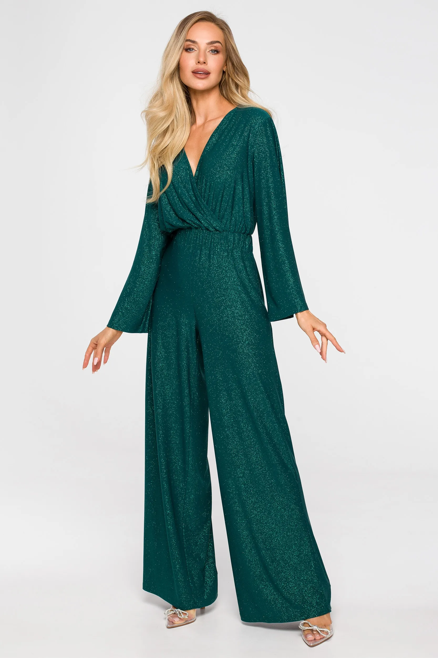 Kopertowy damski kombinezon – zielony - Rozmiar: L