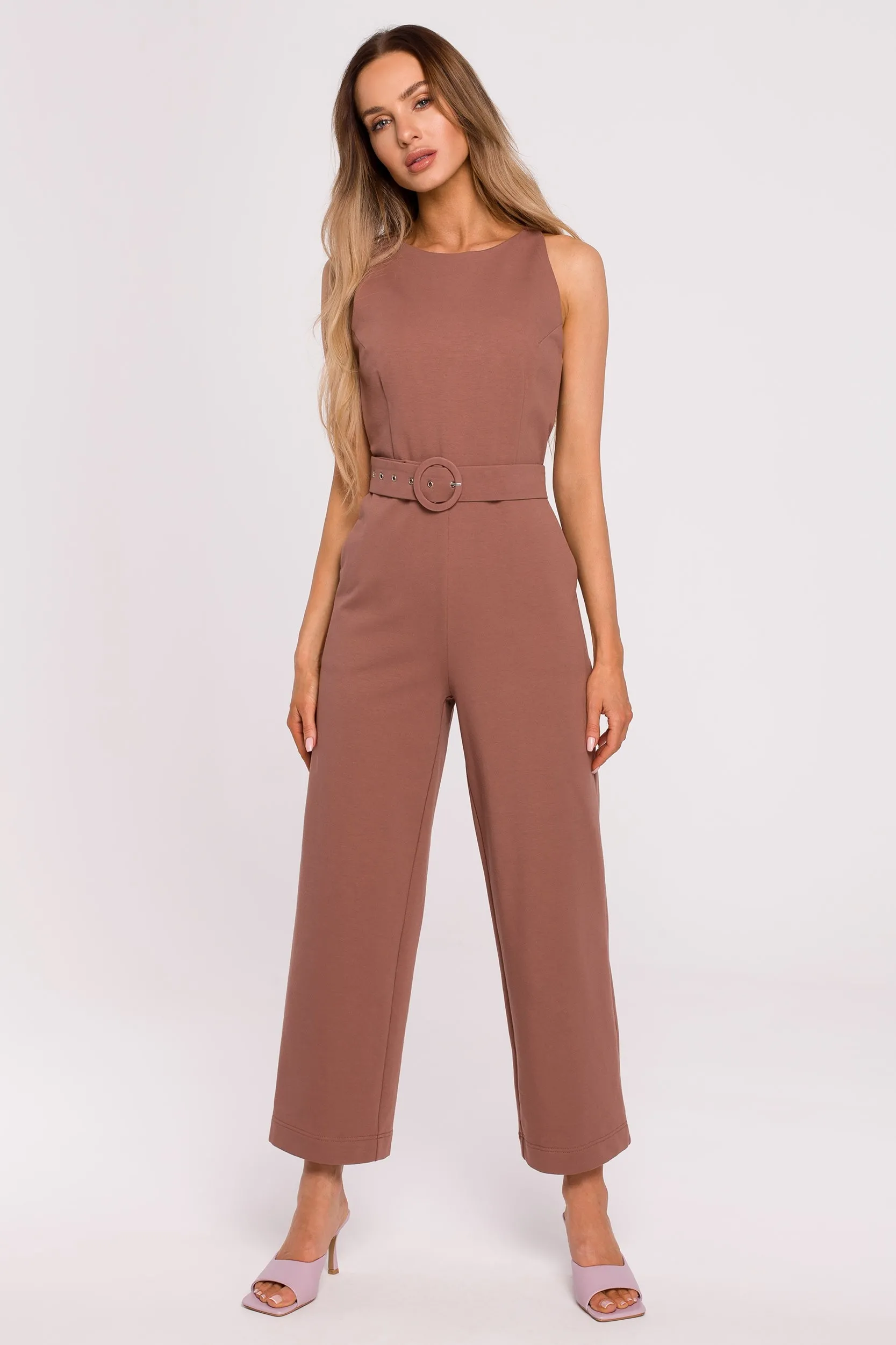 Kombinezon bez rękawów - czekoladowy - Rozmiar: M