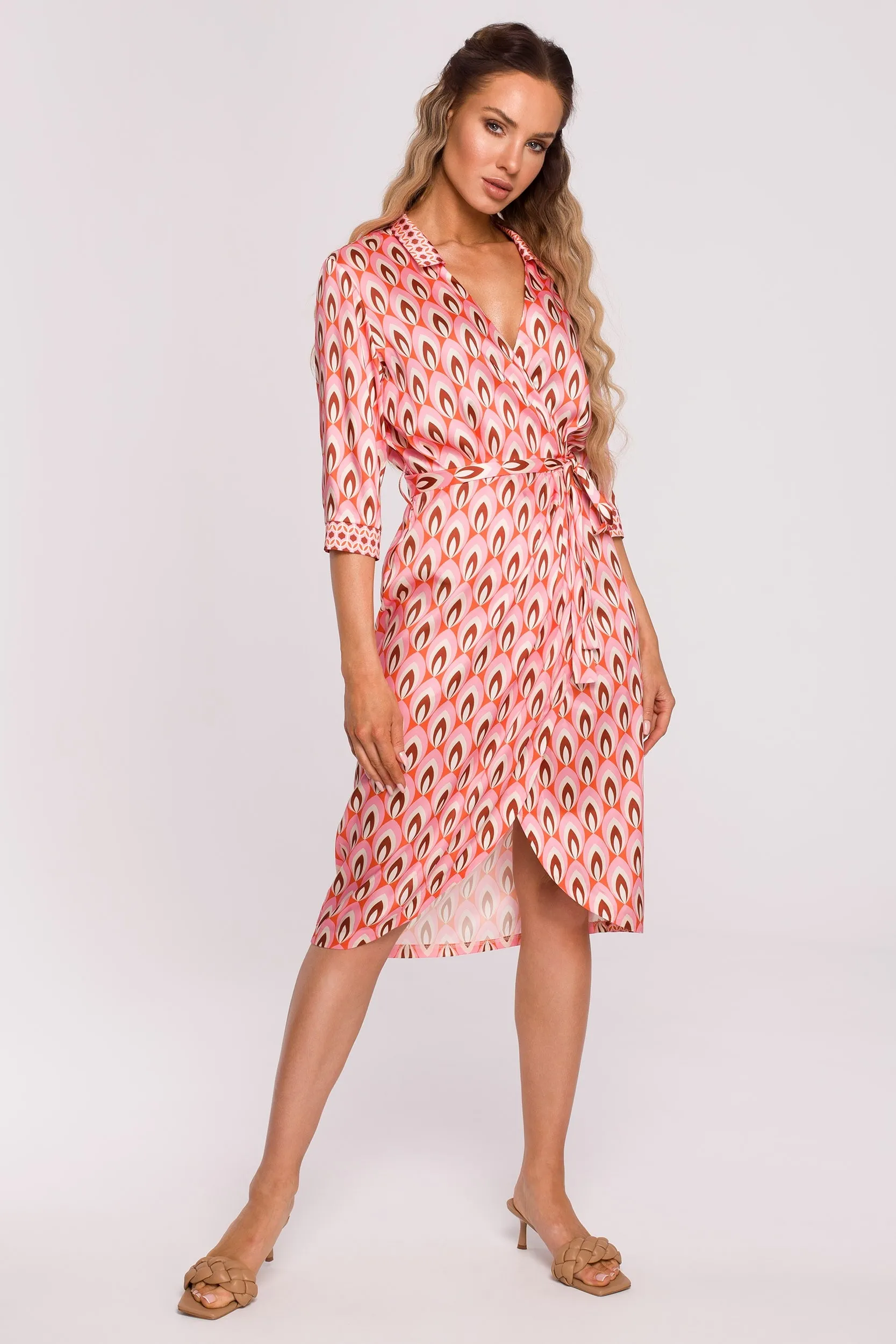 Sukienka na zakładkę z nadrukiem - model 2 - Rozmiar: S