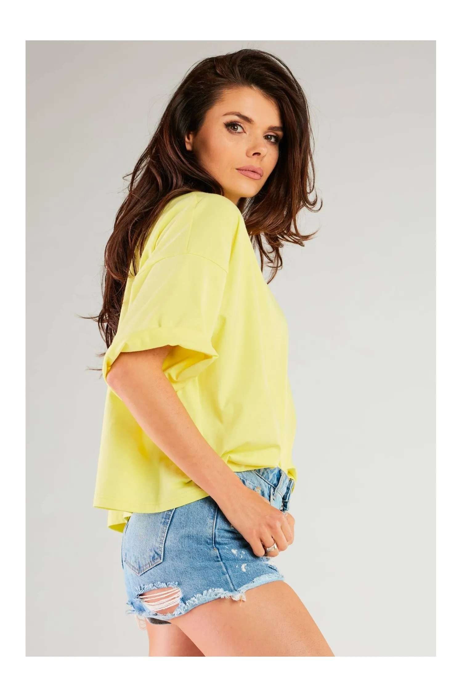 Bawełniana bluzka o luźnym kroju - żółta