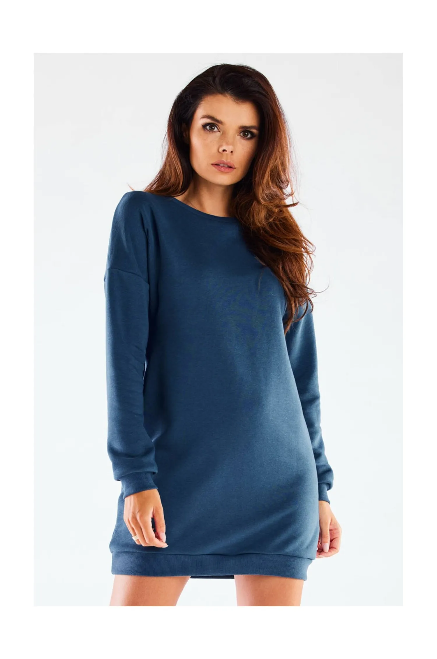 Mini sukienka z wycięciem na plecach - niebieska - Rozmiar: XL