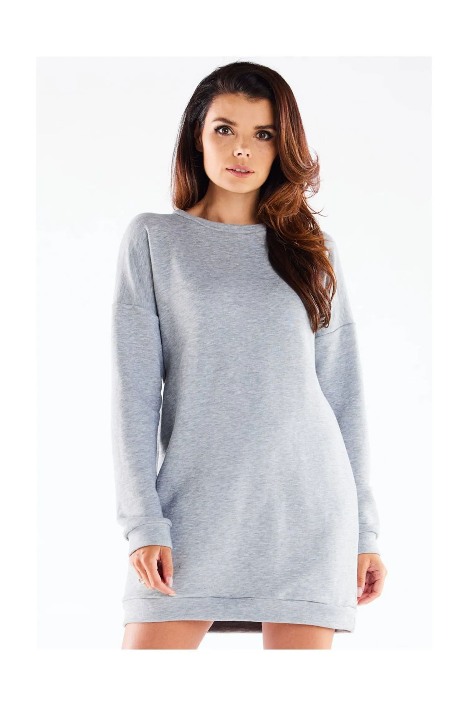 Mini sukienka z wycięciem na plecach - szara - Rozmiar: S