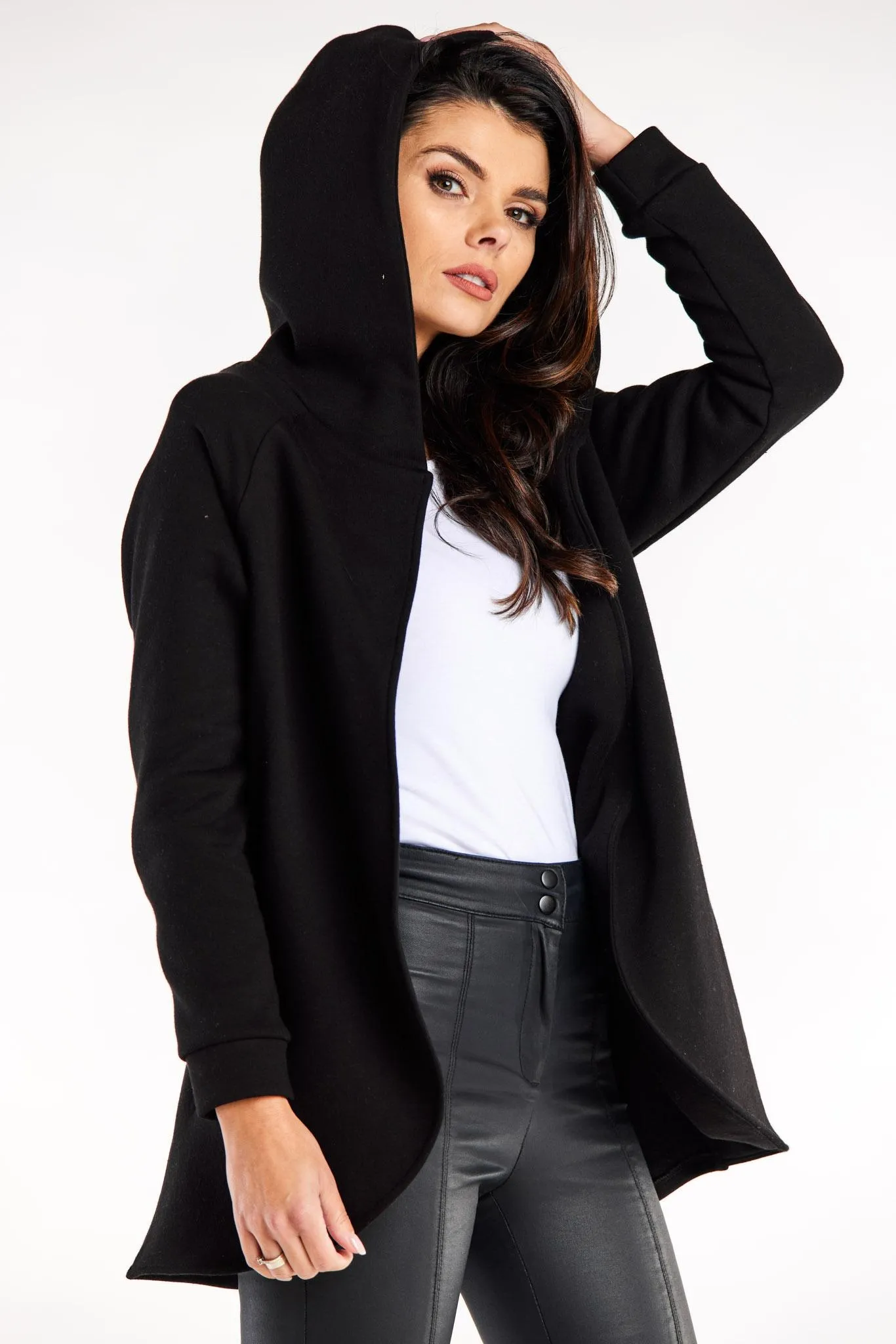 Niezapinana bluza z kapturem - czarna - Rozmiar: L/XL