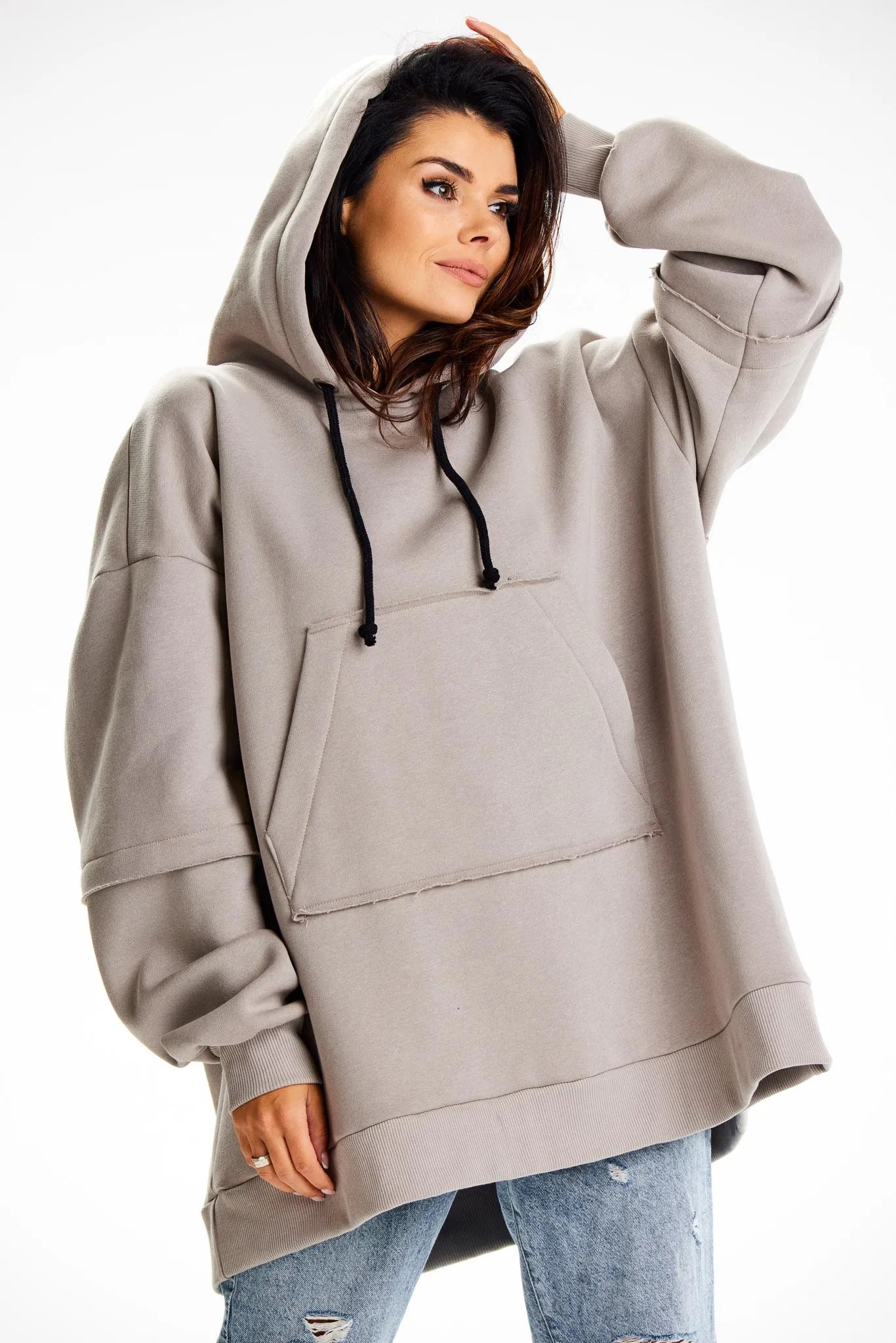 Bluza oversize z aplikacją - szara