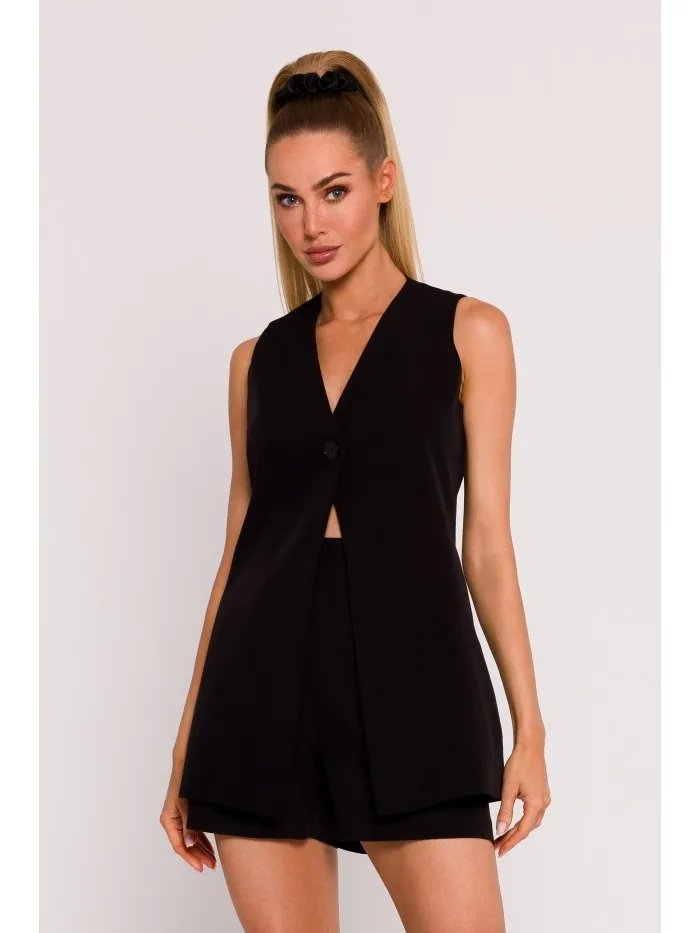 Kamizelka na jeden guzik - czarma - Rozmiar: XL