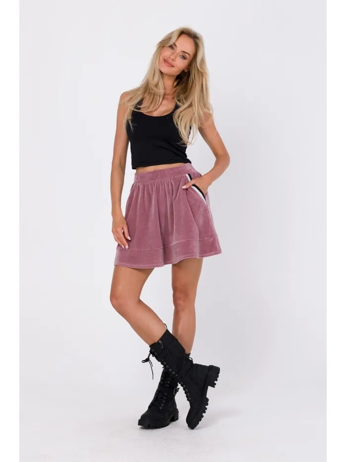 Mini spódnica z kieszonkami - brudny róż - Rozmiar: M