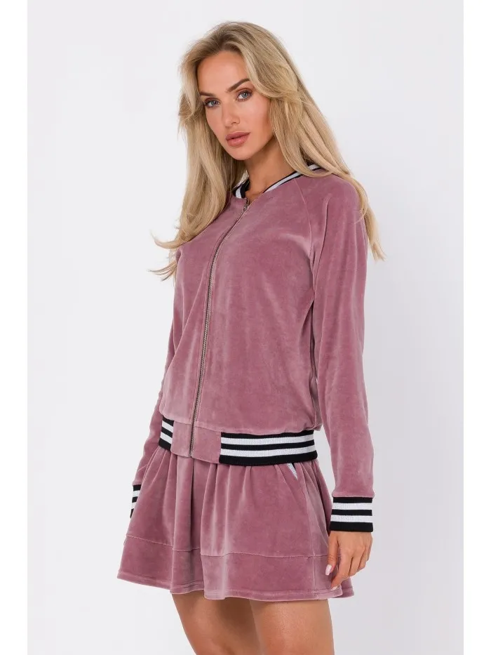 Bluza z mankietami i stójką  - brudny róż - Rozmiar: L