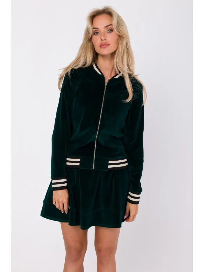 Bluza z mankietami i stójką  - zielona - Rozmiar: L