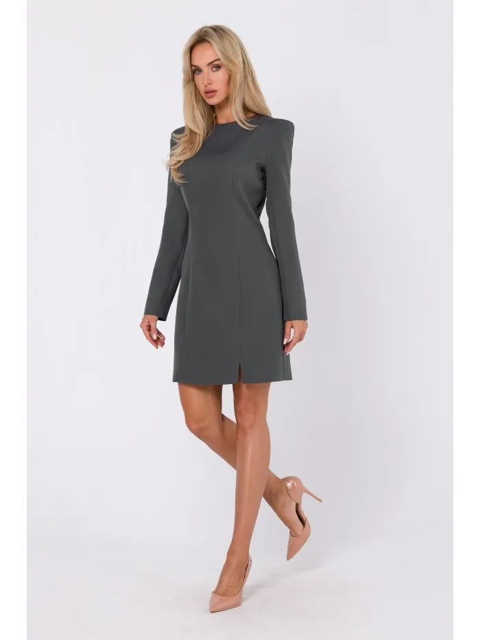 Mini sukienka z przeszyciami na przedzie - khaki - Rozmiar: XL