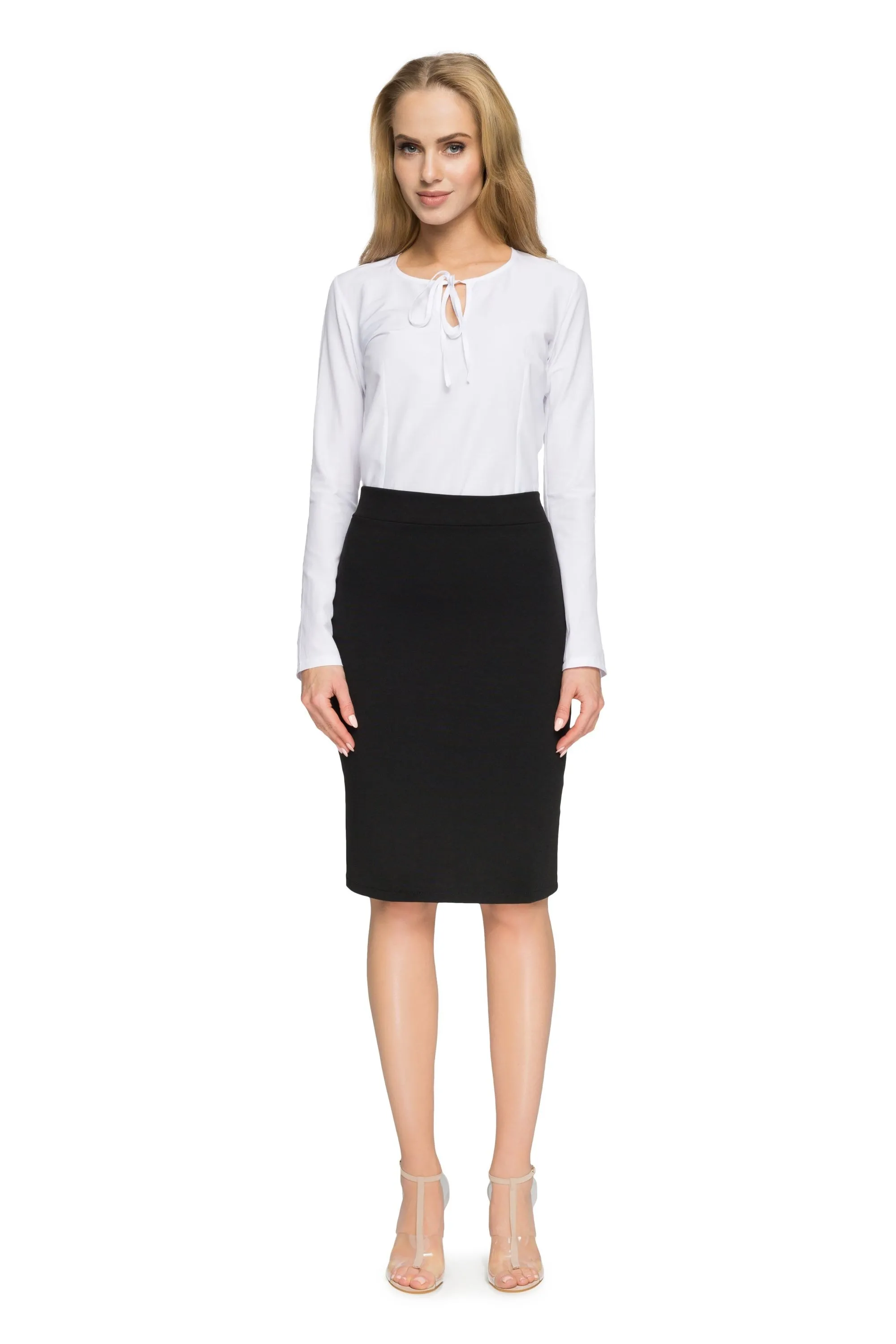 Ołówkowa spódnica z zamkiem - czarna - Rozmiar: L