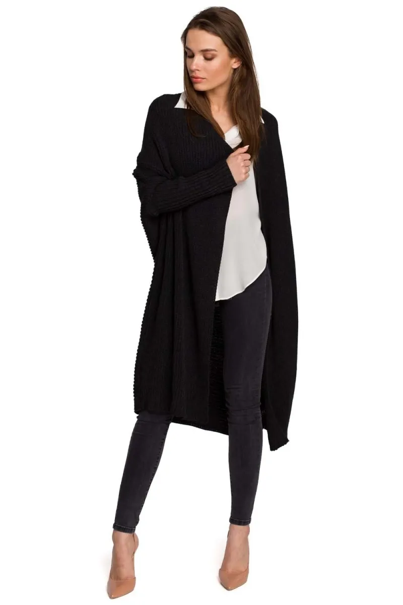 Sweter oversize w serek - grafitowy - Rozmiar: Uniwersalny