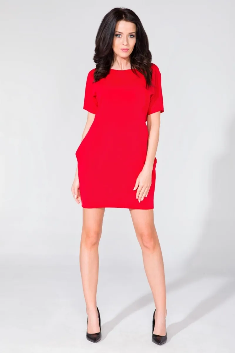 Mini sukienka lekka bombka - czerwona - Rozmiar: M/L