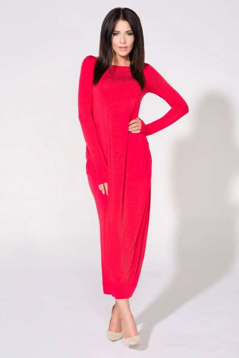 Maxi sukienka modelująca sylwetkę - czerwona - Rozmiar: XL